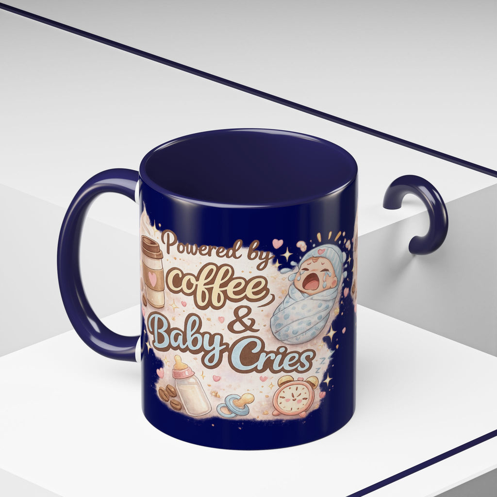 Powered by Coffee & Baby Cries Accent Coffee Mug — 11/15oz