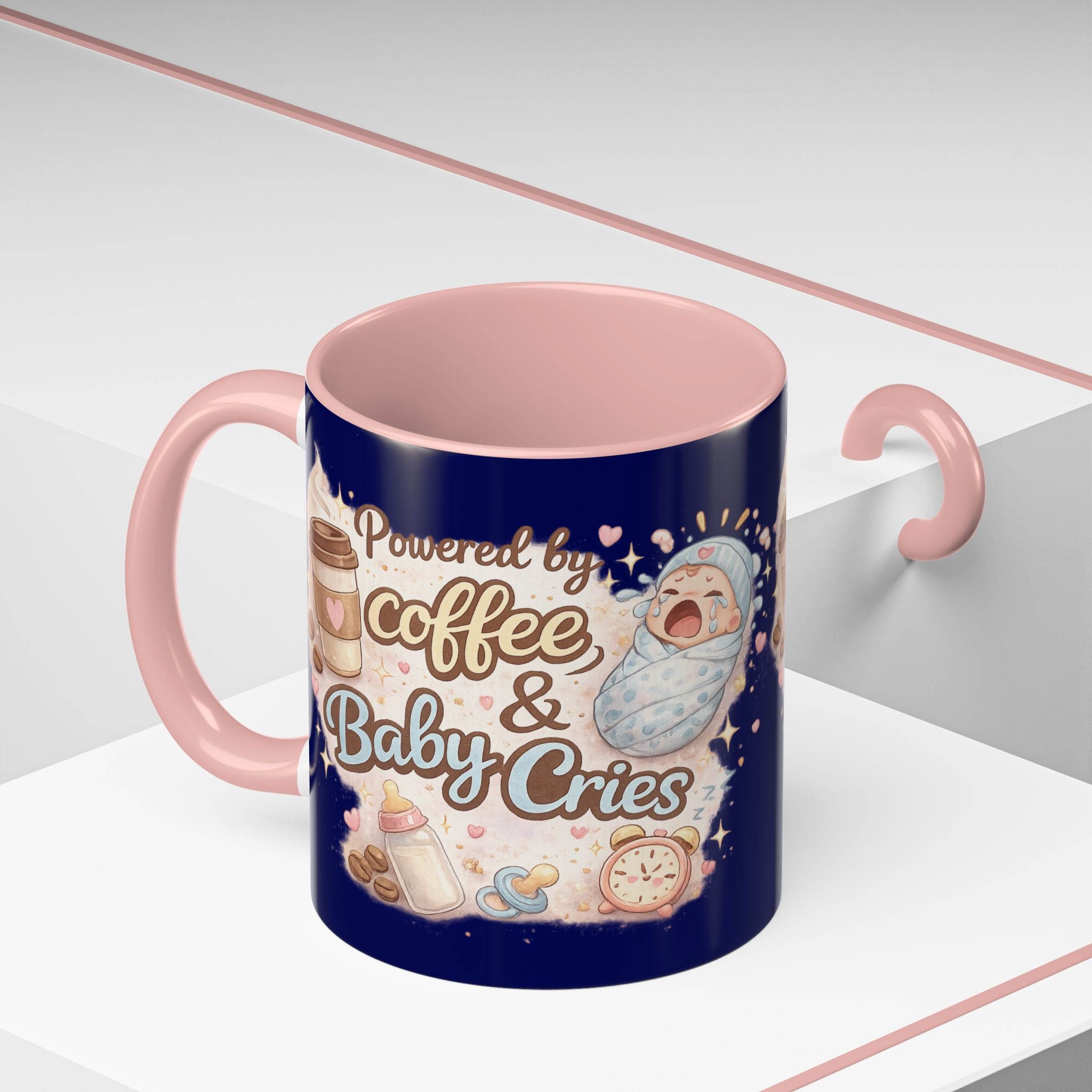 Powered by Coffee & Baby Cries Accent Coffee Mug — 11/15oz