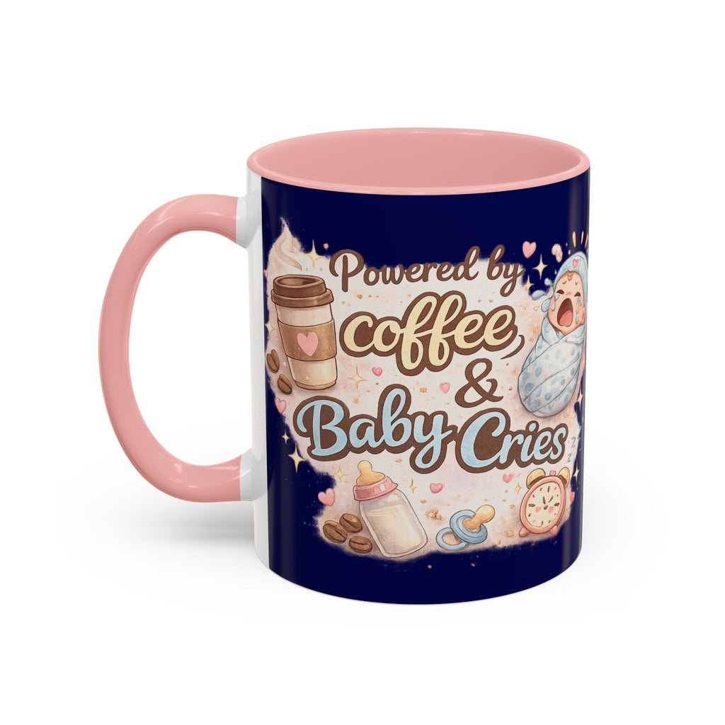 Powered by Coffee & Baby Cries Accent Coffee Mug — 11/15oz