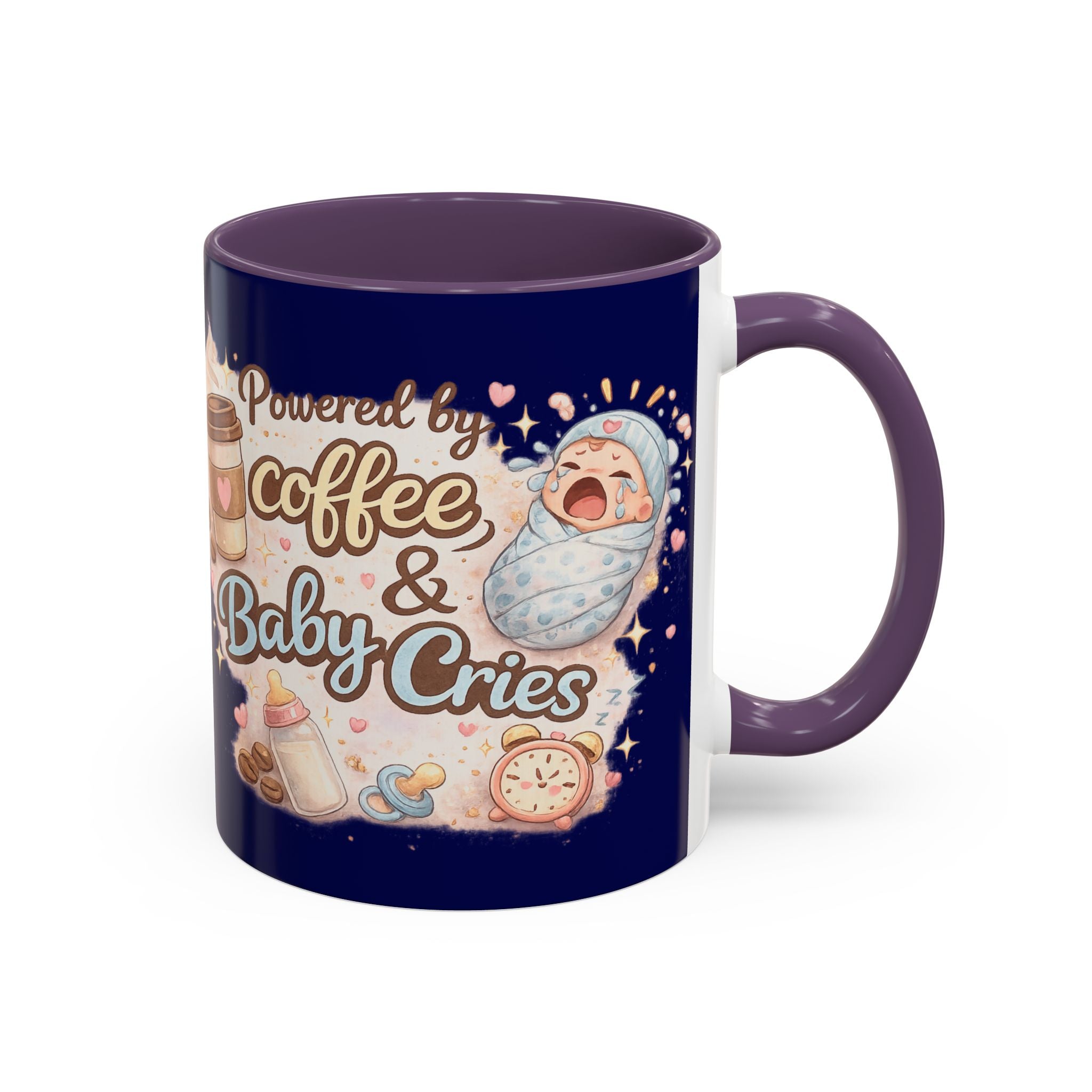 Powered by Coffee & Baby Cries Accent Coffee Mug — 11/15oz