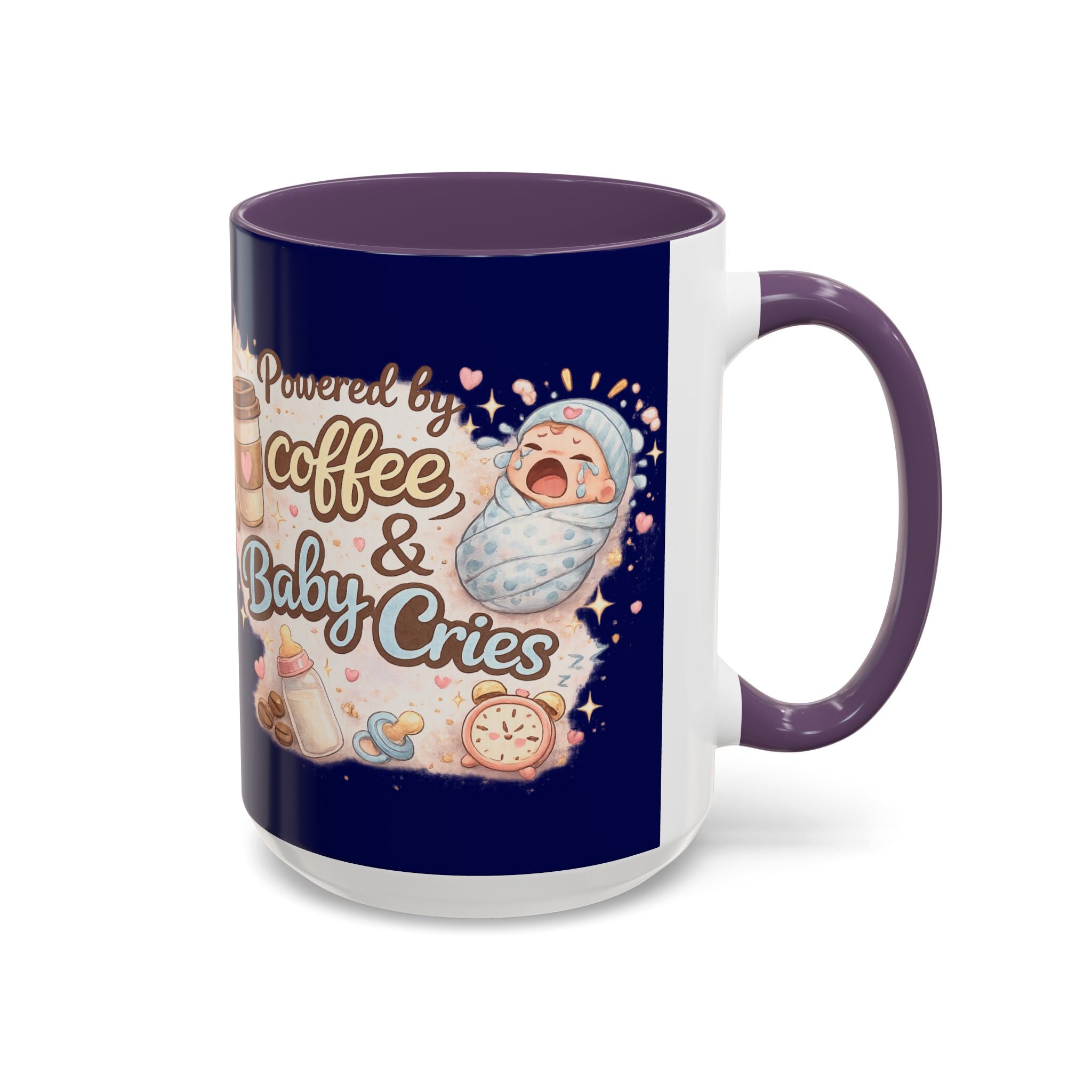 Powered by Coffee & Baby Cries Accent Coffee Mug — 11/15oz