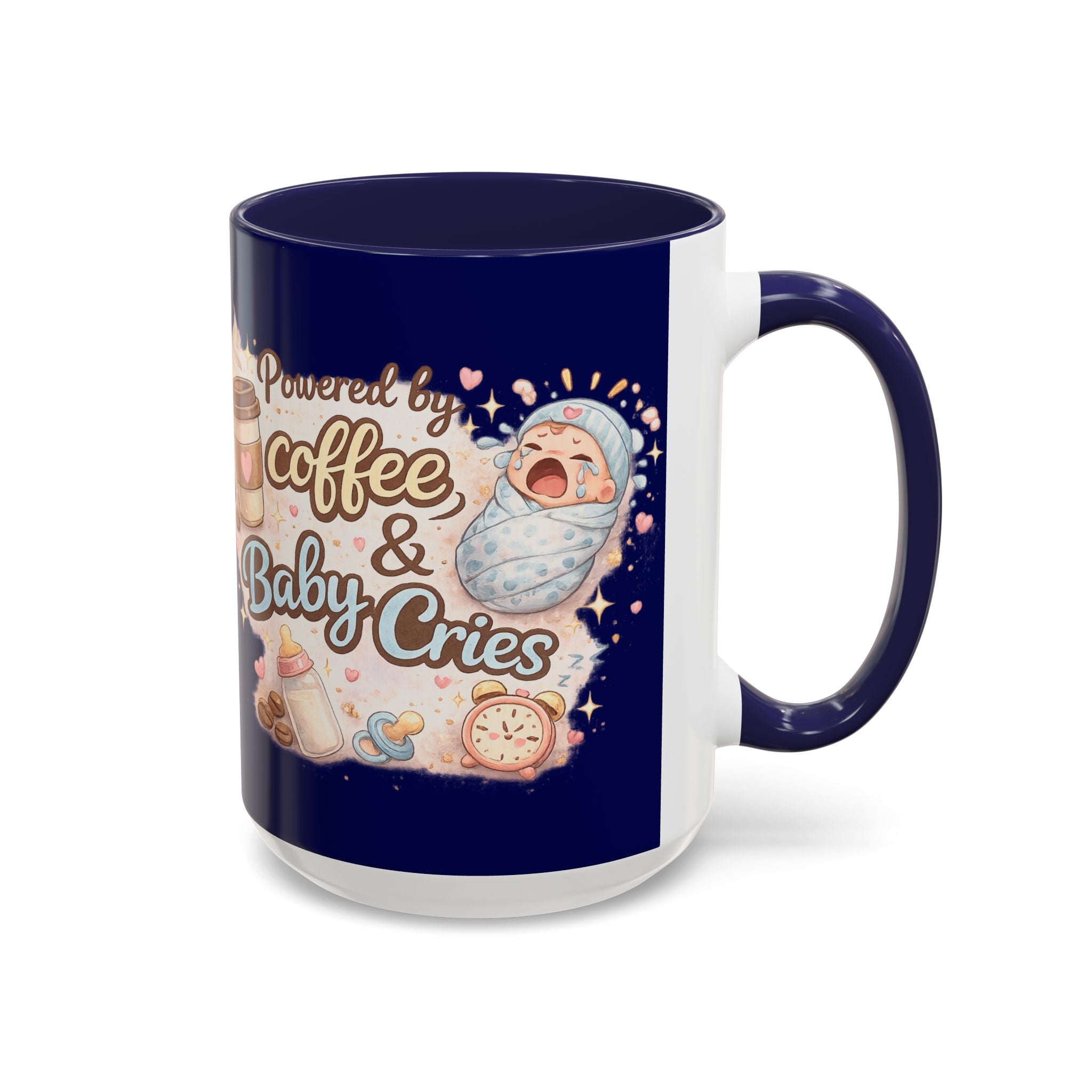 Powered by Coffee & Baby Cries Accent Coffee Mug — 11/15oz