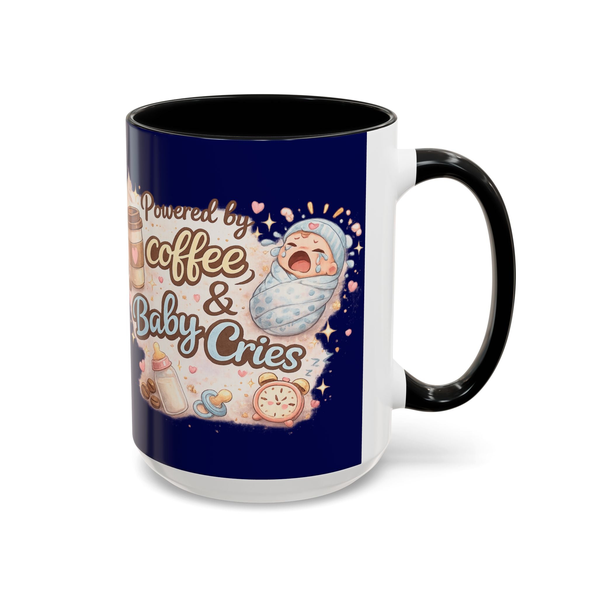 Powered by Coffee & Baby Cries Accent Coffee Mug — 11/15oz