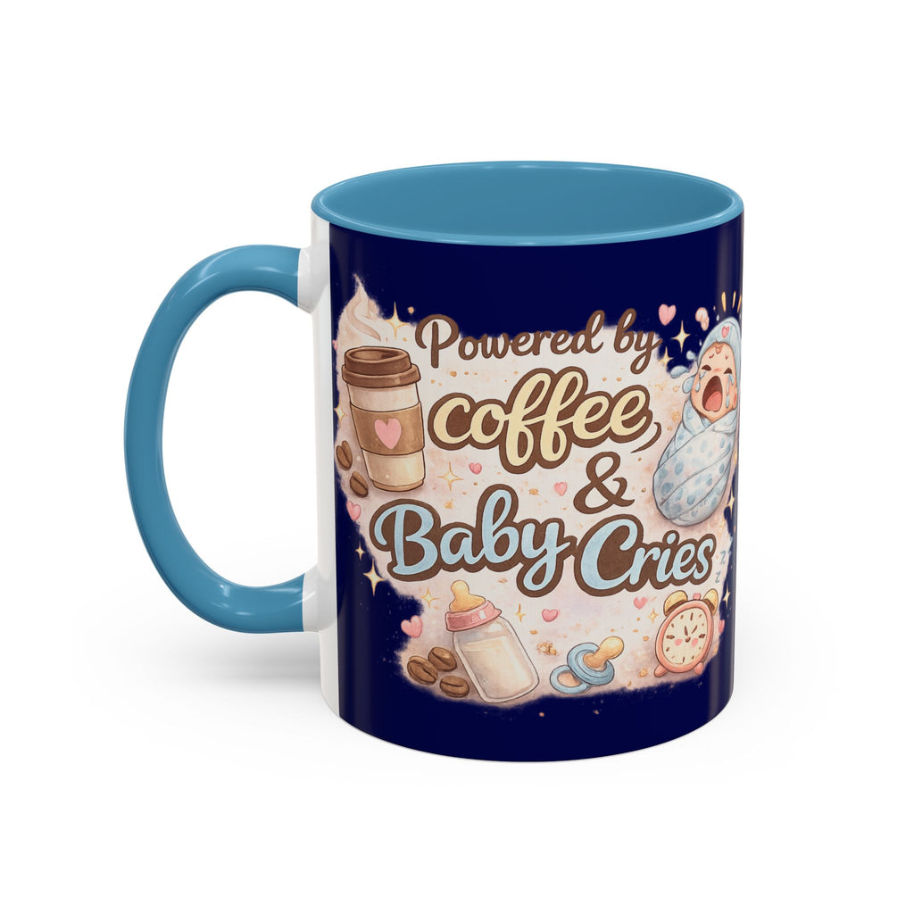 Powered by Coffee & Baby Cries Accent Coffee Mug — 11/15oz