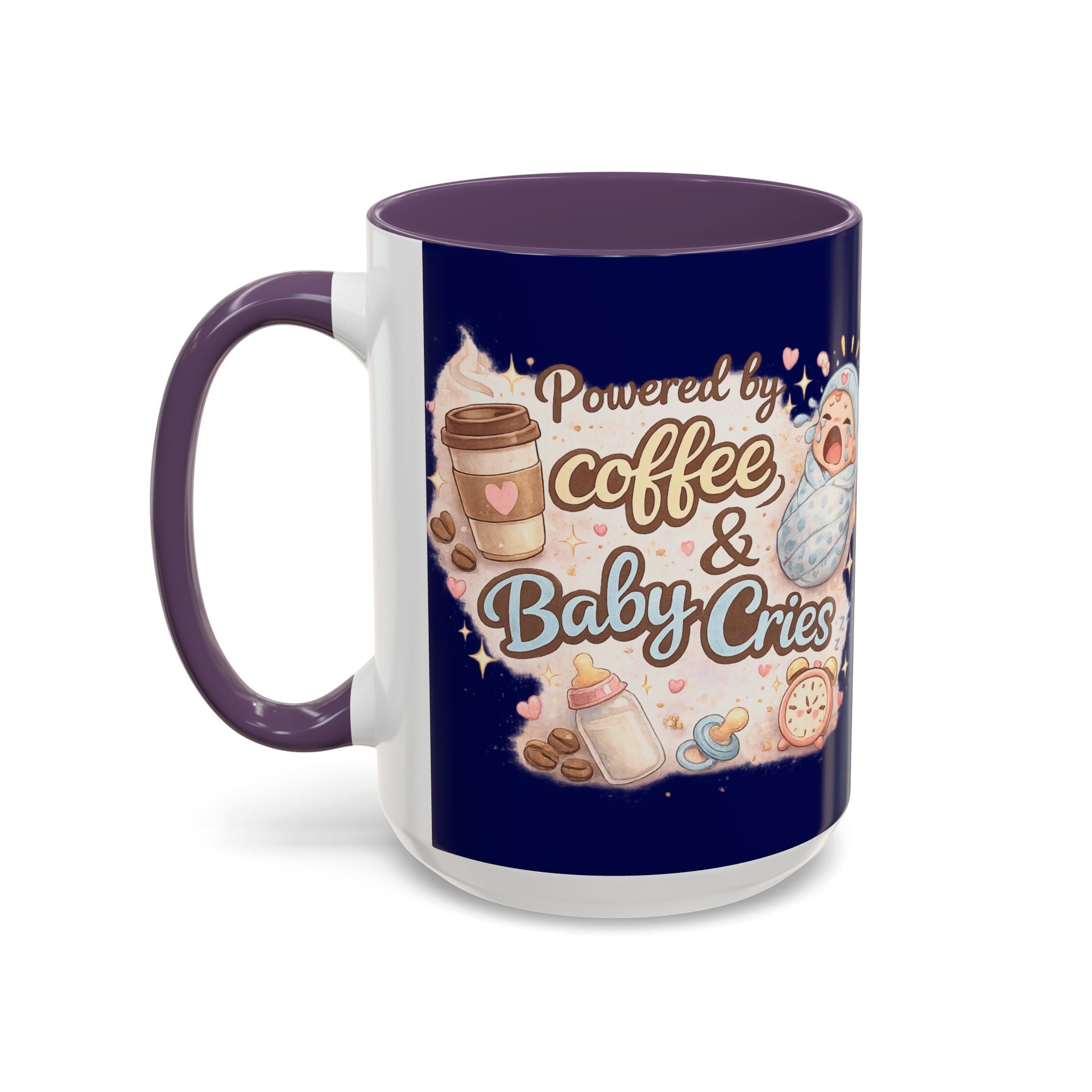 Powered by Coffee & Baby Cries Accent Coffee Mug — 11/15oz