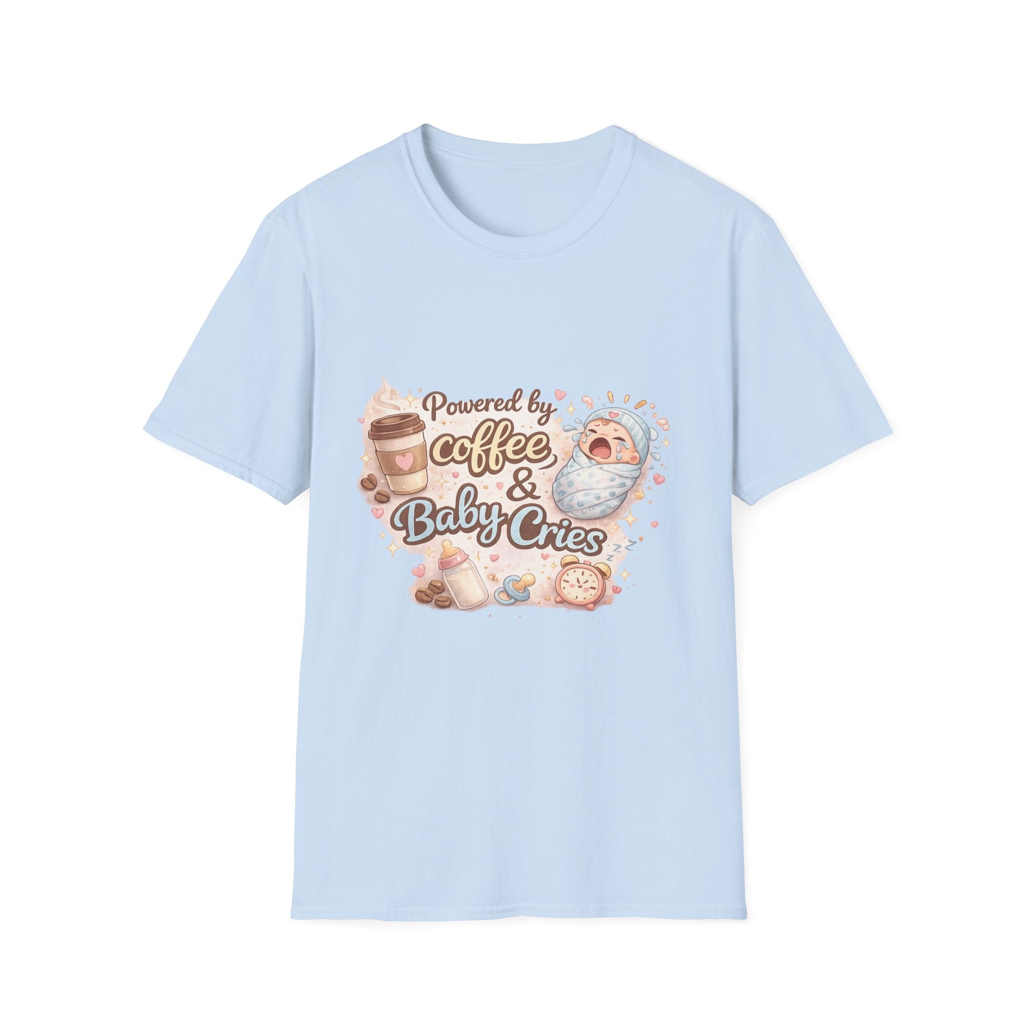 Powered by Coffee & Baby Cries – T-Shirt