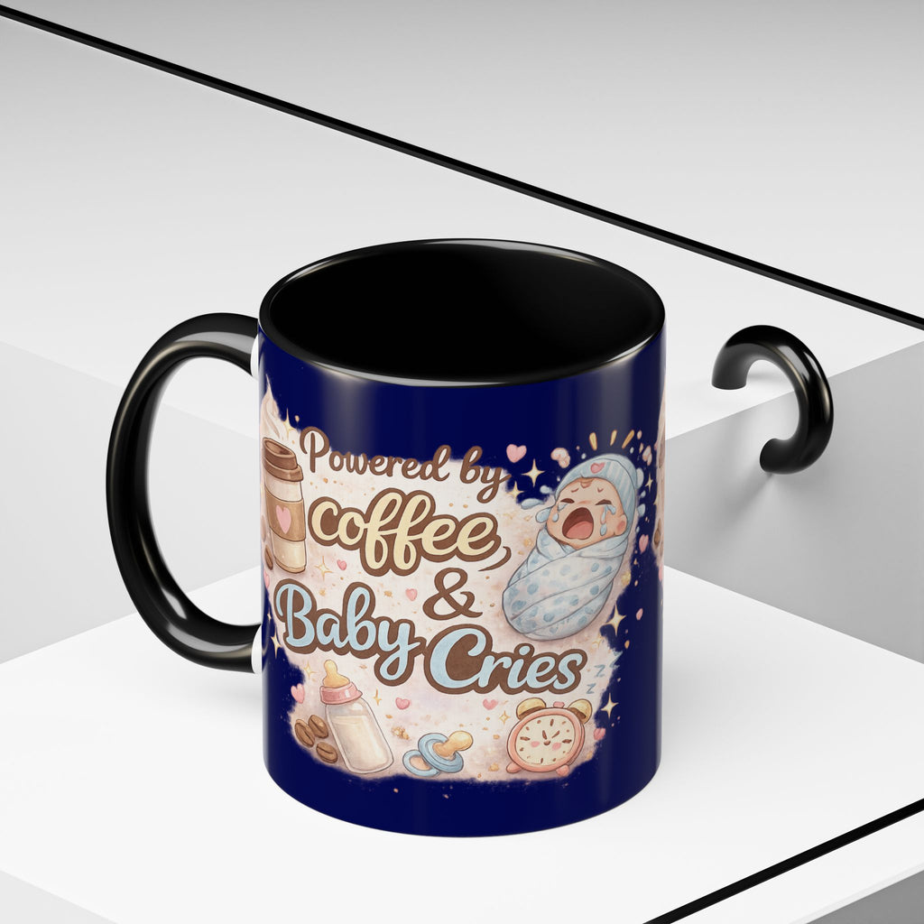 Powered by Coffee & Baby Cries Accent Coffee Mug — 11/15oz