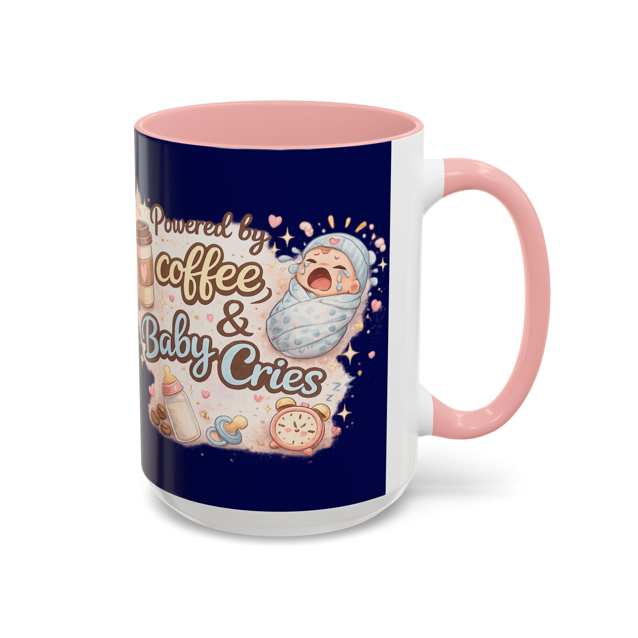 Powered by Coffee & Baby Cries Accent Coffee Mug — 11/15oz