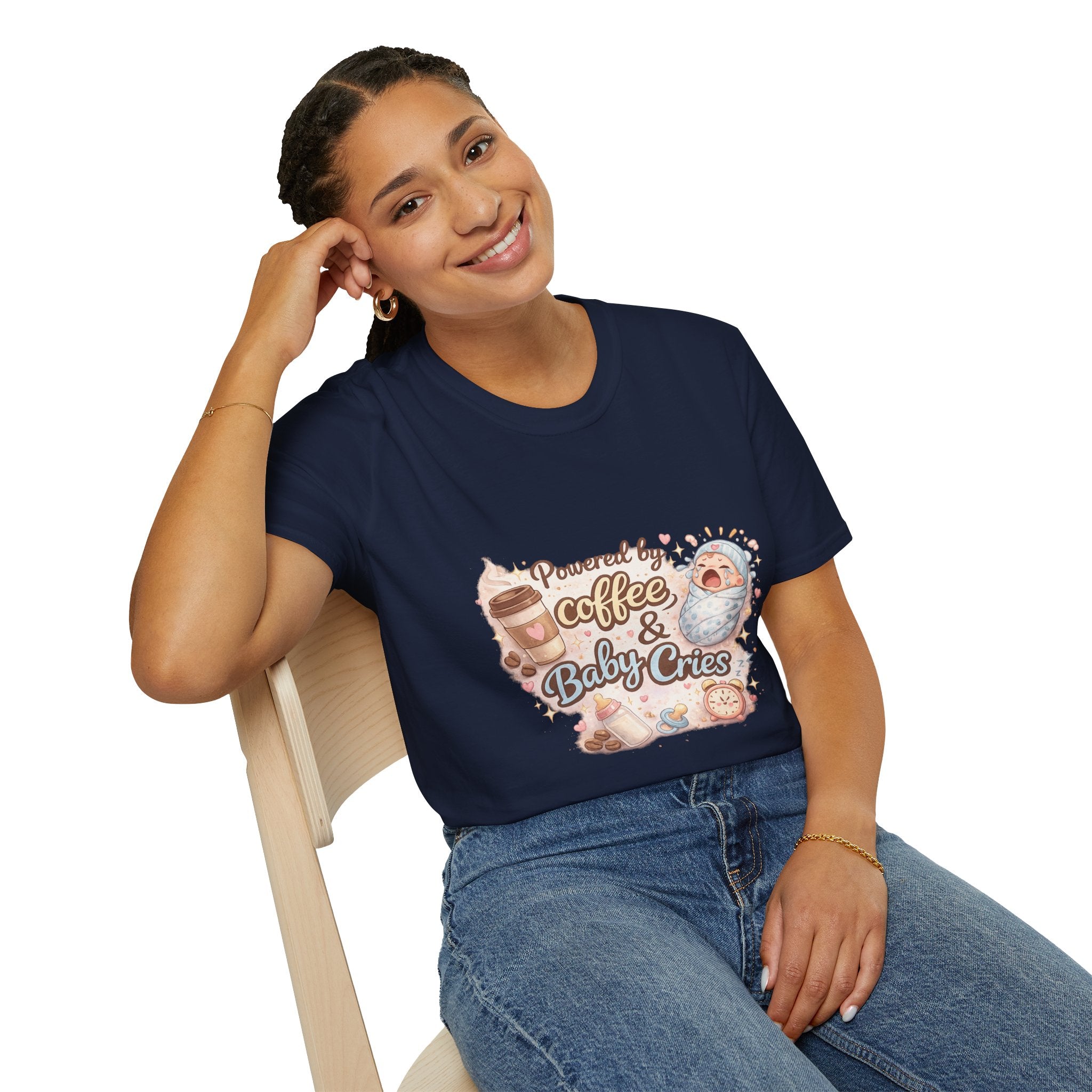 Powered by Coffee & Baby Cries – T-Shirt