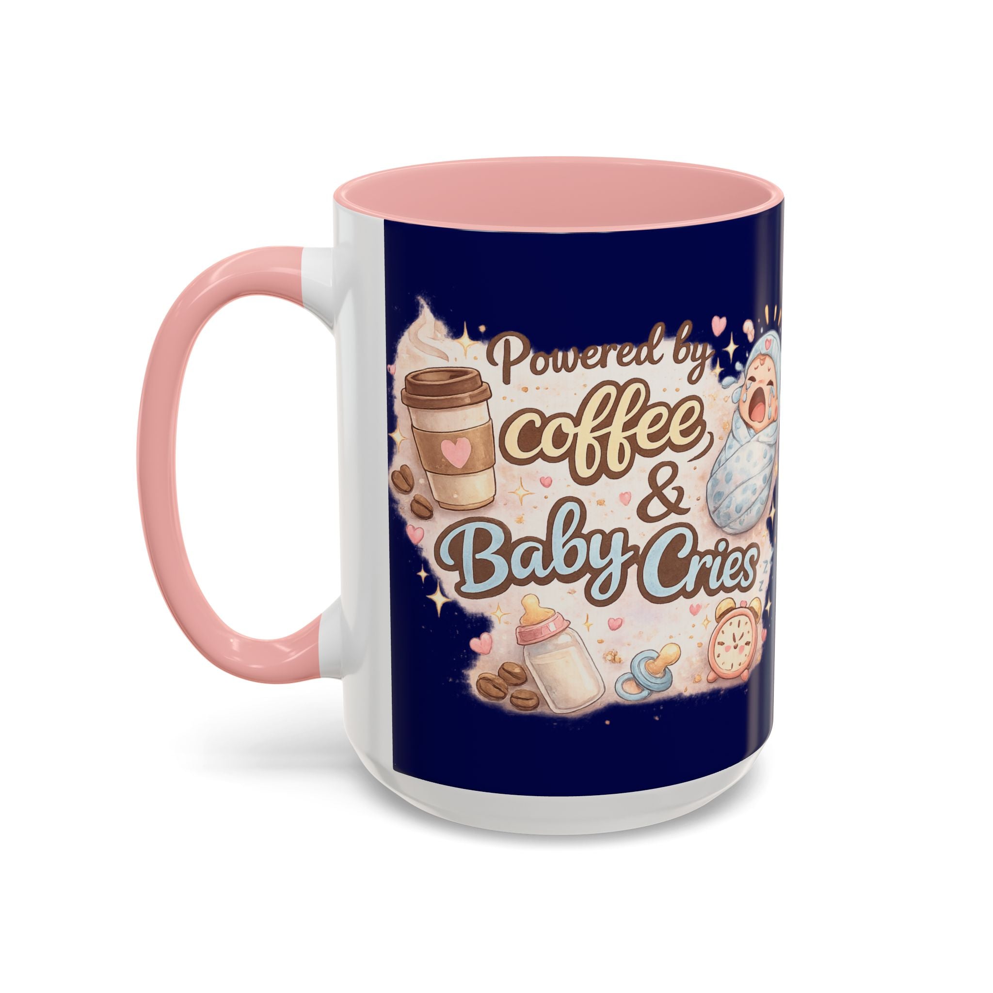 Powered by Coffee & Baby Cries Accent Coffee Mug — 11/15oz