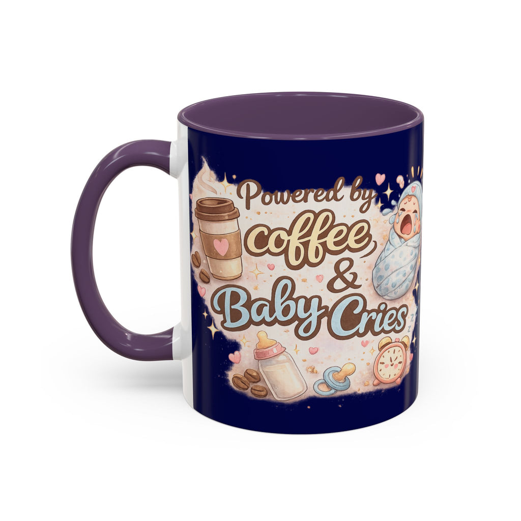 Powered by Coffee & Baby Cries Accent Coffee Mug — 11/15oz