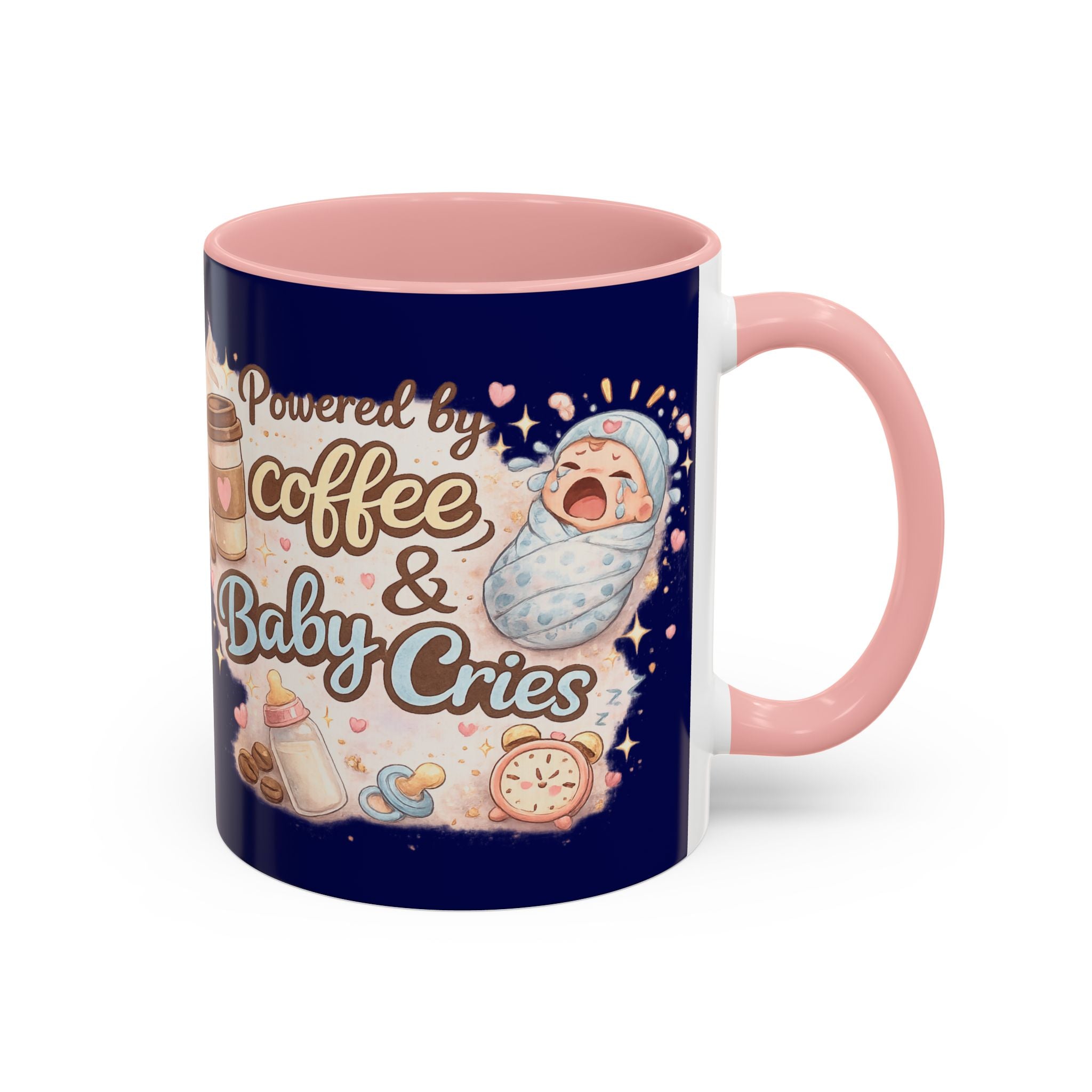 Powered by Coffee & Baby Cries Accent Coffee Mug — 11/15oz